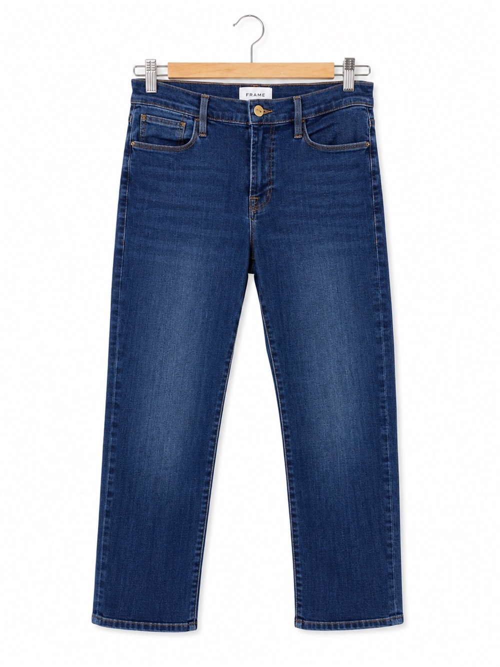 Frame Denim Dark Indigo Cropped Jeans Le High Straight hemmed